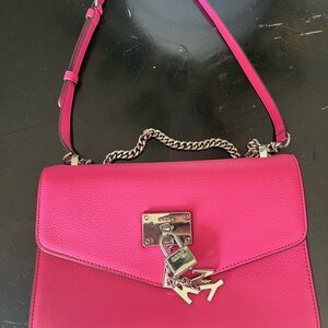 DKNY Fuchsia Crossbody Bag with Silver Accents